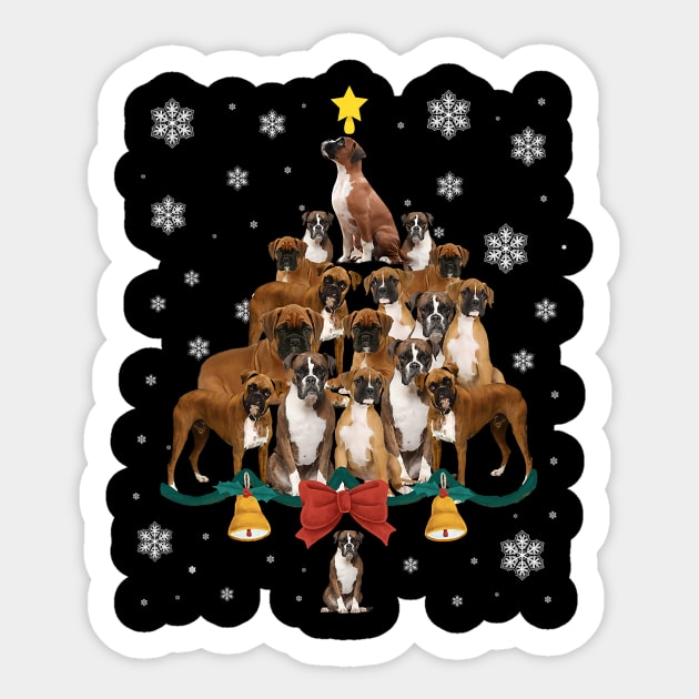 Boxer Dog Christmas Tree Boxer Dog Santa Hat Lights Sticker by IainDodes